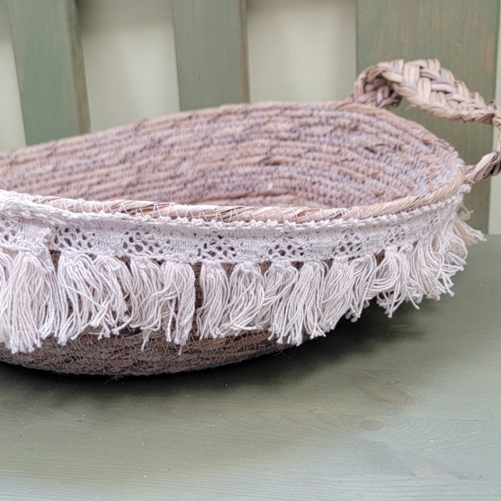 Natural Life NWT basket with Fringe
